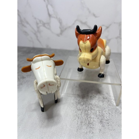 Vintage Fisher Price Little People Lot of 2 Farm Posable Cows Replacements - Picture 1 of 10